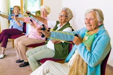 old womens playing games and enjoying