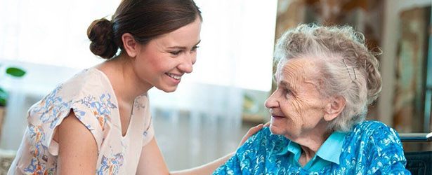 mother and daughter seeing each other with a smiling face