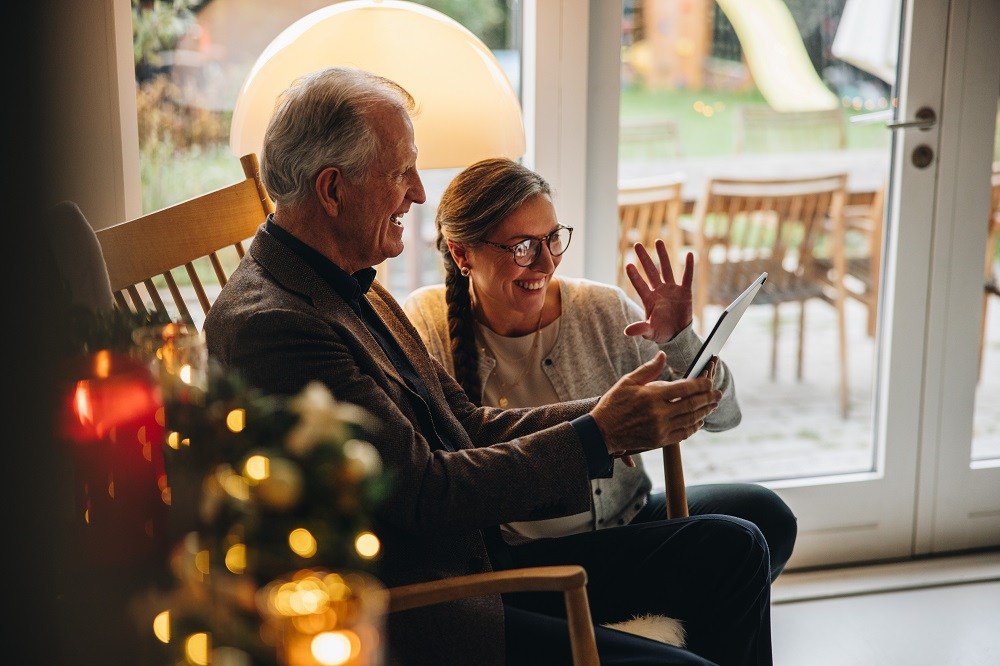 couples talking on video calling and laughing